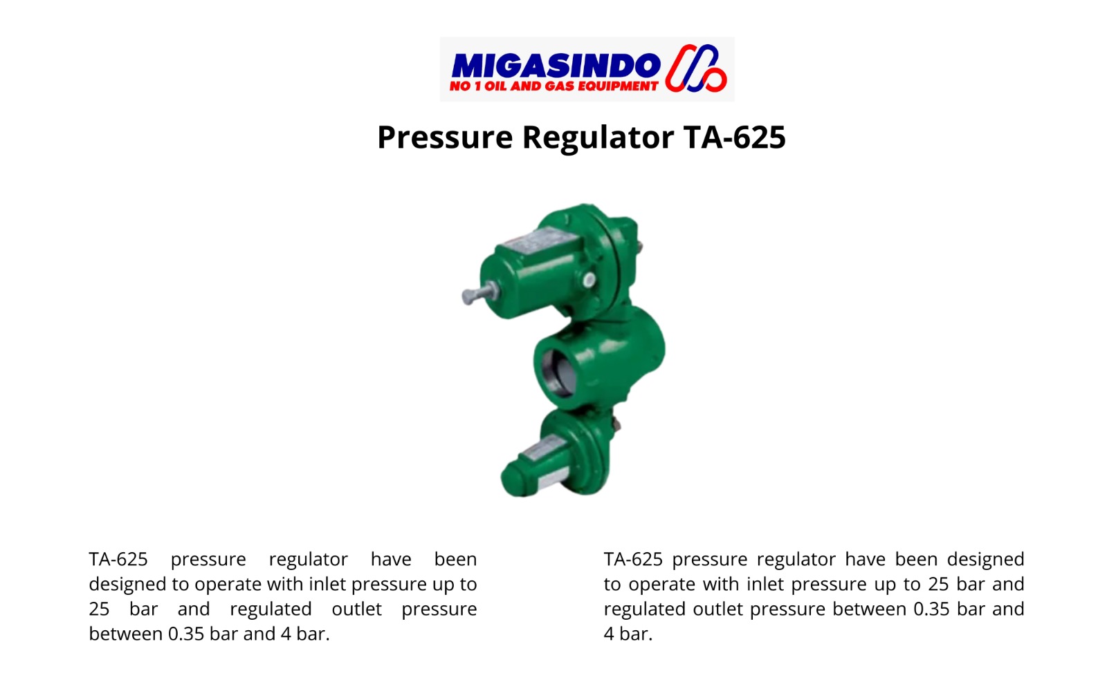 Regulator Gas Tormene Series TA-625